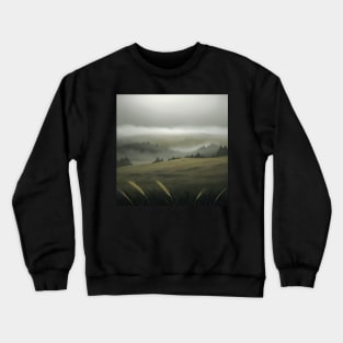 Grassy Field in a Misty Moor Crewneck Sweatshirt